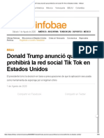 Donald Trump anunció que prohibirá la red social Tik Tok en Estados Unidos - Infobae