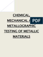 Chem, Mech & Metallographic Testing of Metallic Materials