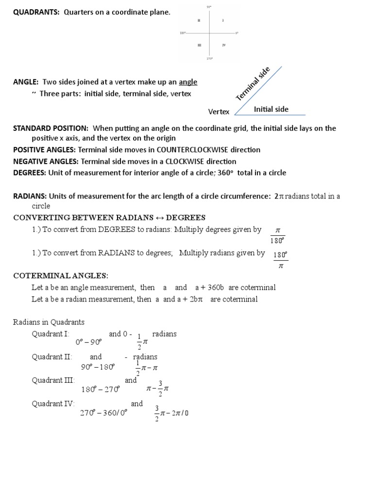 4.1 Radians and Degrees | PDF | Geometric Shapes | Elementary Mathematics