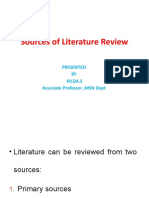 Sources of Literature Review: Presented BY Kilda.S Associate Professor, MSN Dept