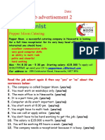 Job Advertisement 2 Reading Comprehension Exercises - 102552