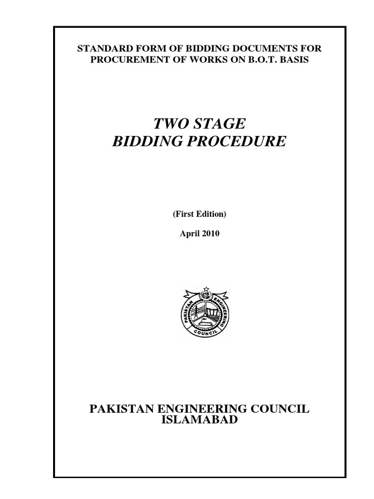 Two Stage Bidding Procedure Standard Form Of Bidding Documents For