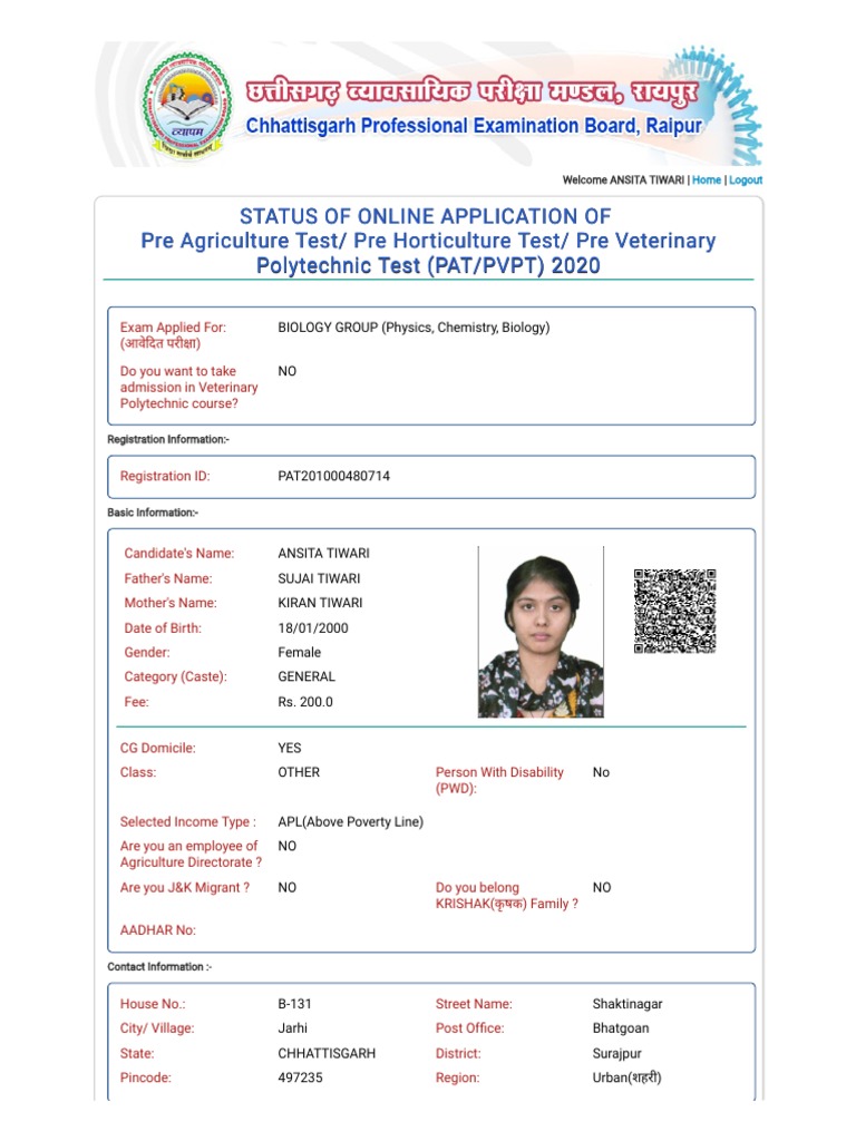 Online Application CGVYAPAM Chhattisgarh Professional Examination Board PDF PDF Government