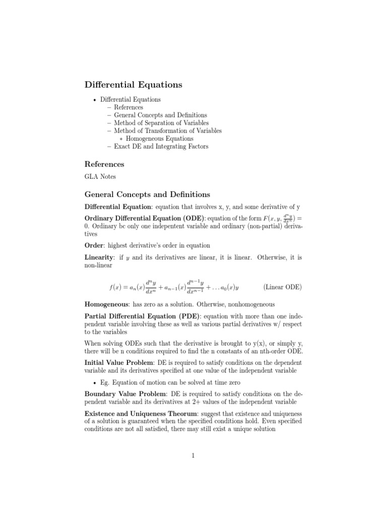 Differential Equations Basic | PDF | Ordinary Differential Equation ...