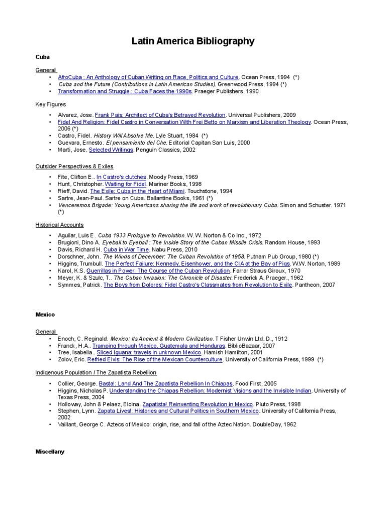 Latin America Bibliography By Mark Nenadov Fidel Castro - 