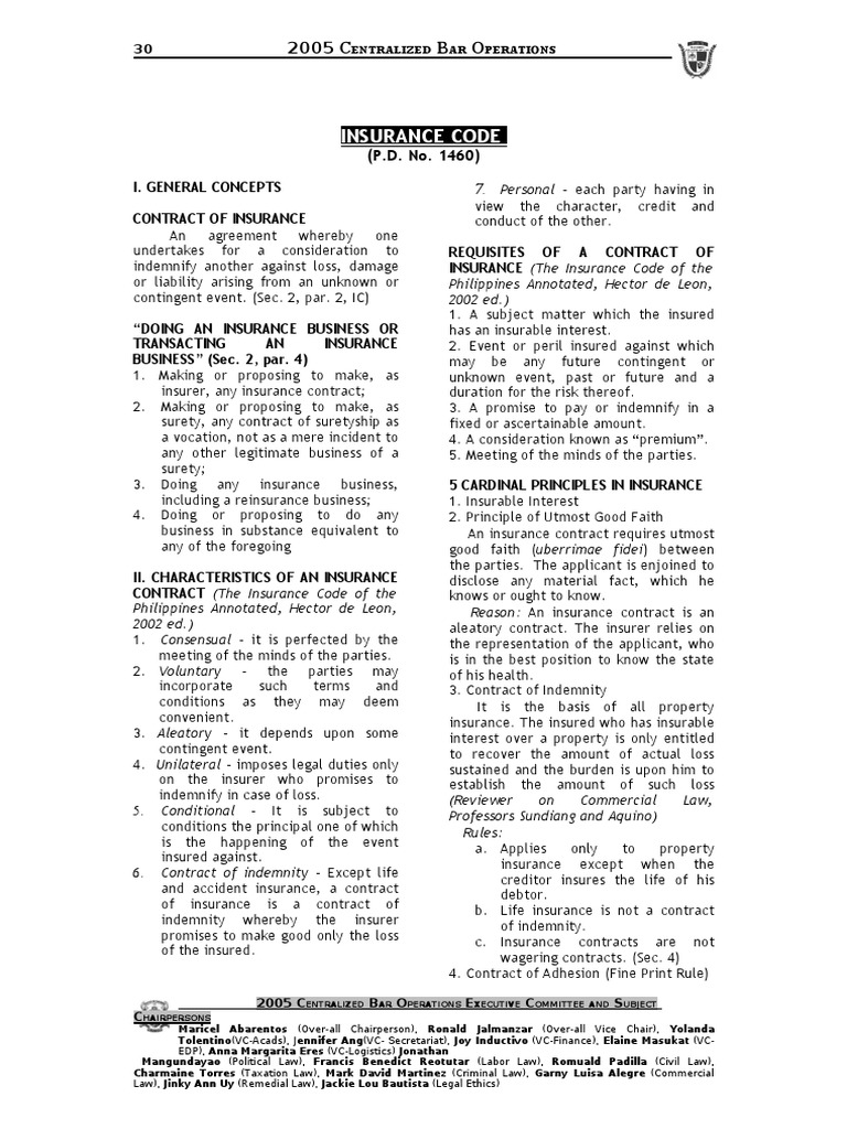Insurance Reviewer 2005 | PDF | Insurance | Assignment (Law)