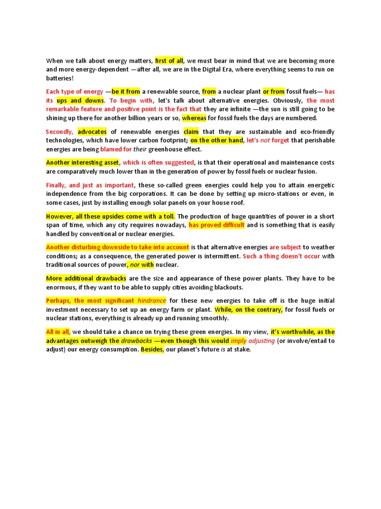 Pros and Cons of Renewable Energy | PDF | Sustainable Energy | Fuels