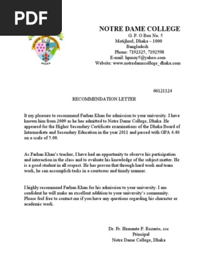 Recommendation Letter