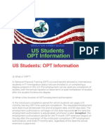 US Students - OPT Information
