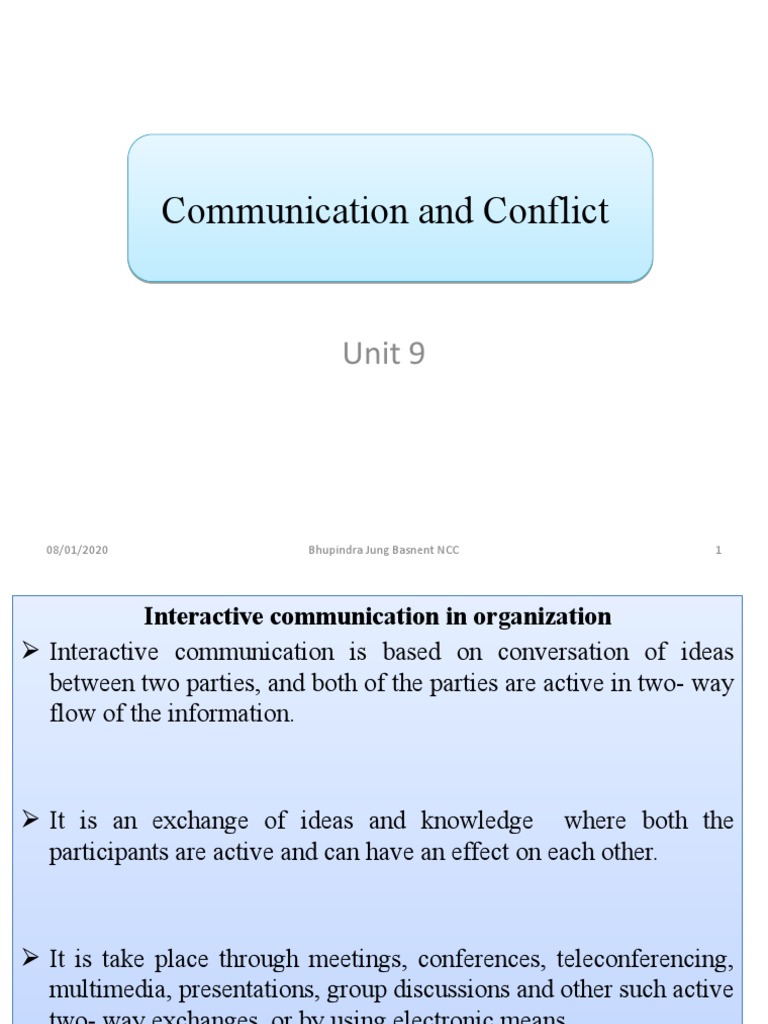 Unit 9 Communication and Conflict | PDF | Interpersonal Communication ...