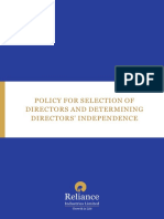 Policy For Selection of Directors and Determining Directors' Independence