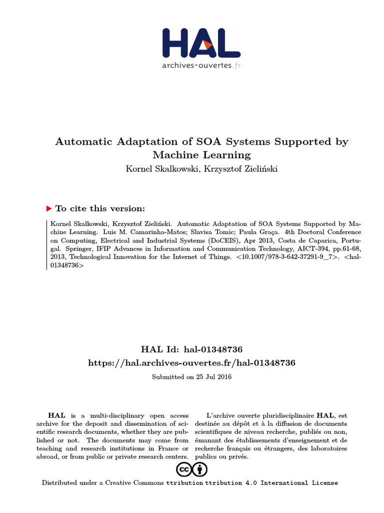 SOA System Adaptation via Machine Learning | PDF | Cluster Analysis ...