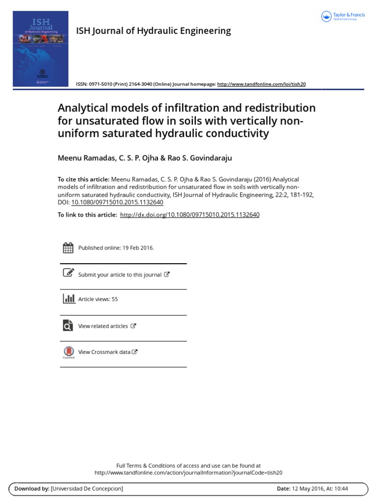 3 - Analytical Models of Infiltration and Redistribution For ...