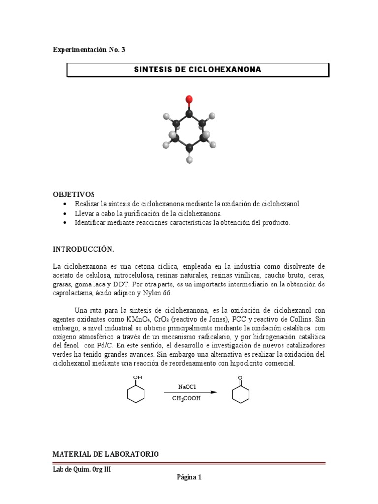 Síntesis de Ciclohexanona en Laboratorio | PDF | Precipitación (Química ...