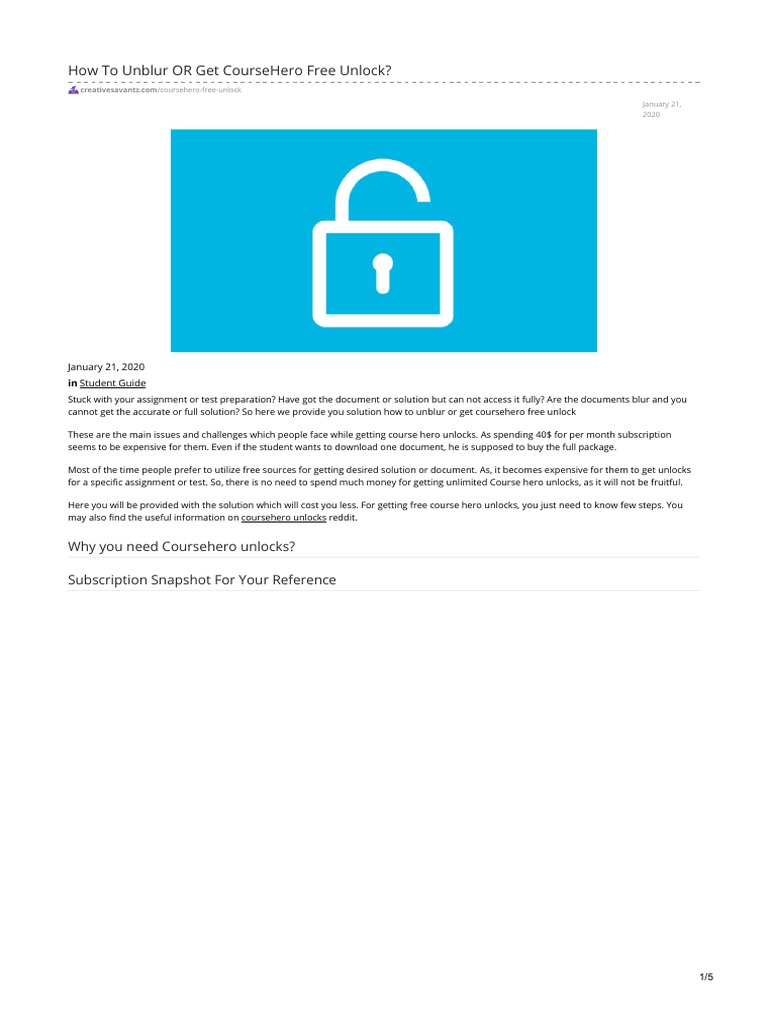 How To Unblur OR Get CourseHero Free Unlock PDF | PDF | Learning 