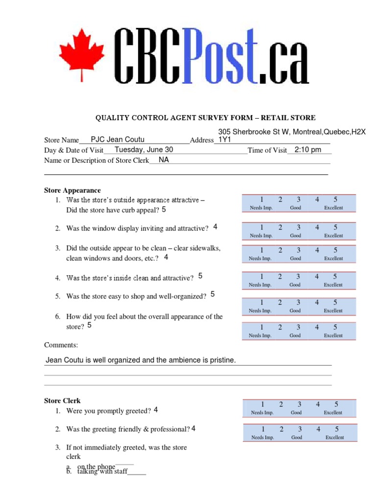 Retail Store Quality Control Survey | PDF | Retailing | Marketing