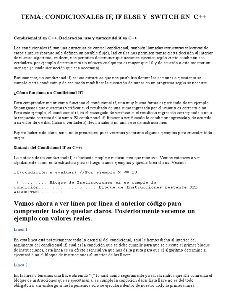 Estructuras de Control en C++ Tareas | PDF | C ++ | Flujo de control