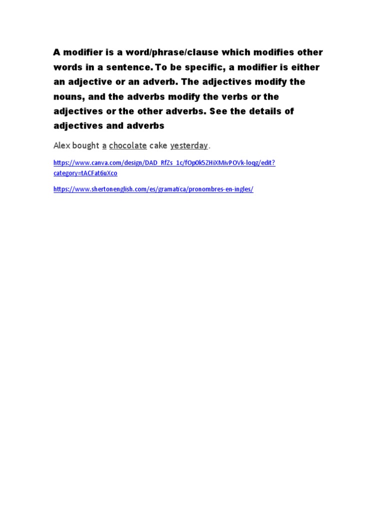 Understanding Modifiers: Adjectives & Adverbs | PDF | Language Arts ...