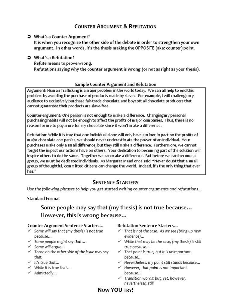 Counter Arguments and Refutations Guide | PDF | Argument