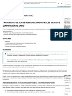 Tratamiento de Aguas Residuales Industriales Mediante Evaporación Al Vacío