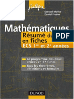 Mathématiques - Résumé Du Cours en Fiches ECS 1re Et 2e Années by Fredon, Daniel Maffre, Samuel PDF