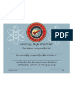 Mad Scientist Club Certificate