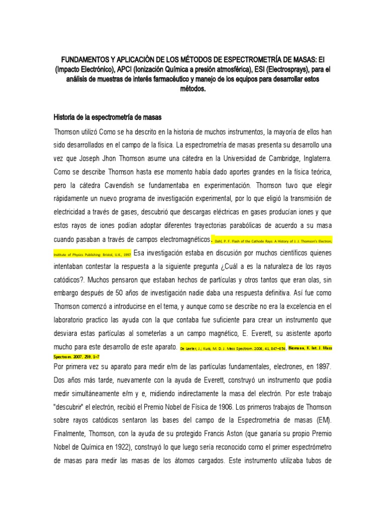 Fundamentos de Espectrometría de Masas | PDF | Espectrometría de masas ...