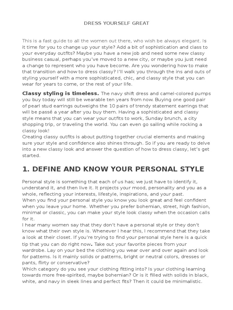 Dress Yourself Classy The Guide PDF Trousers Clothing