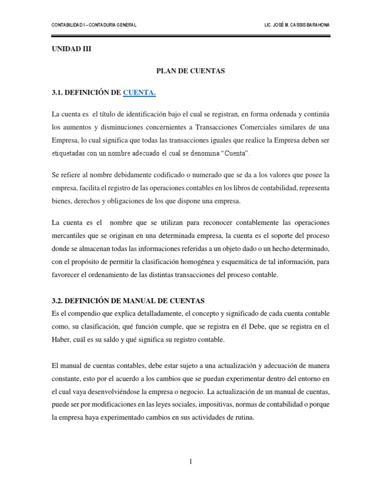 Guía de Contabilidad: Plan de Cuentas | PDF | Contabilidad | Servicios ...