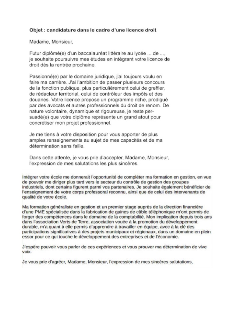 Exemples Lettre De Motivation Universite Pdf Science Science Et Technologie