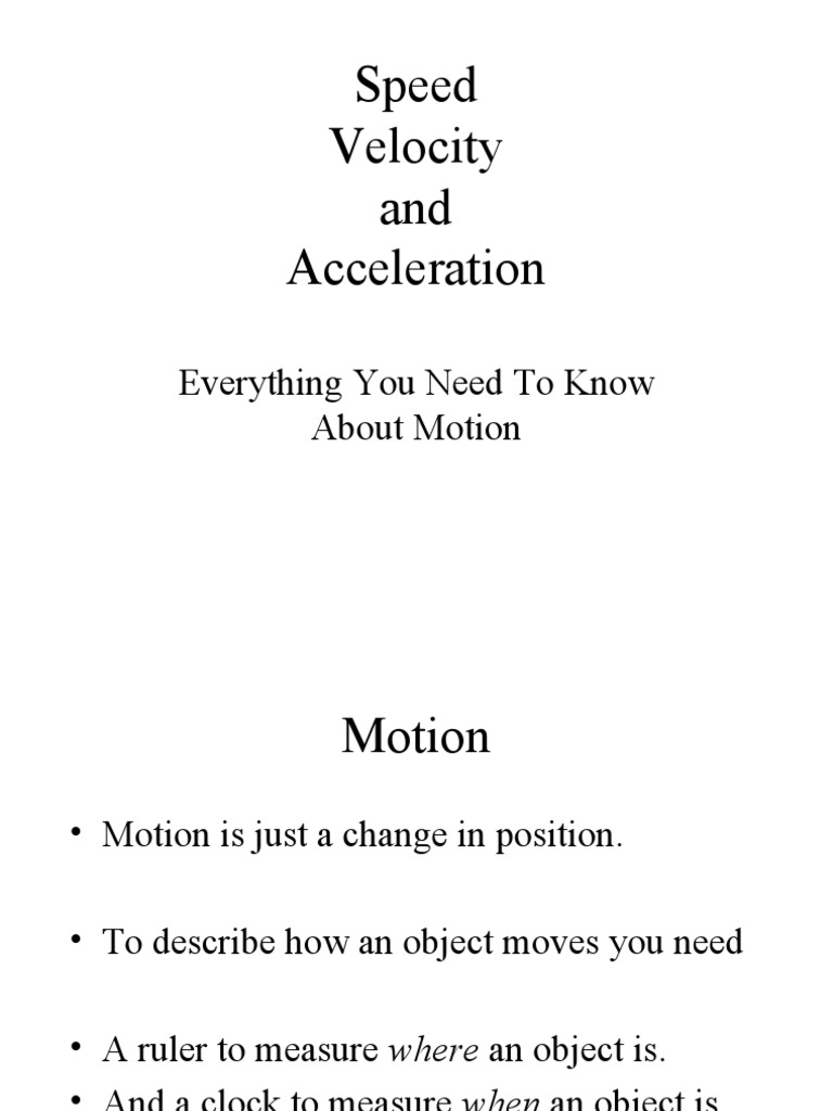 Understanding Speed, Velocity, and Acceleration | PDF | Velocity | Speed