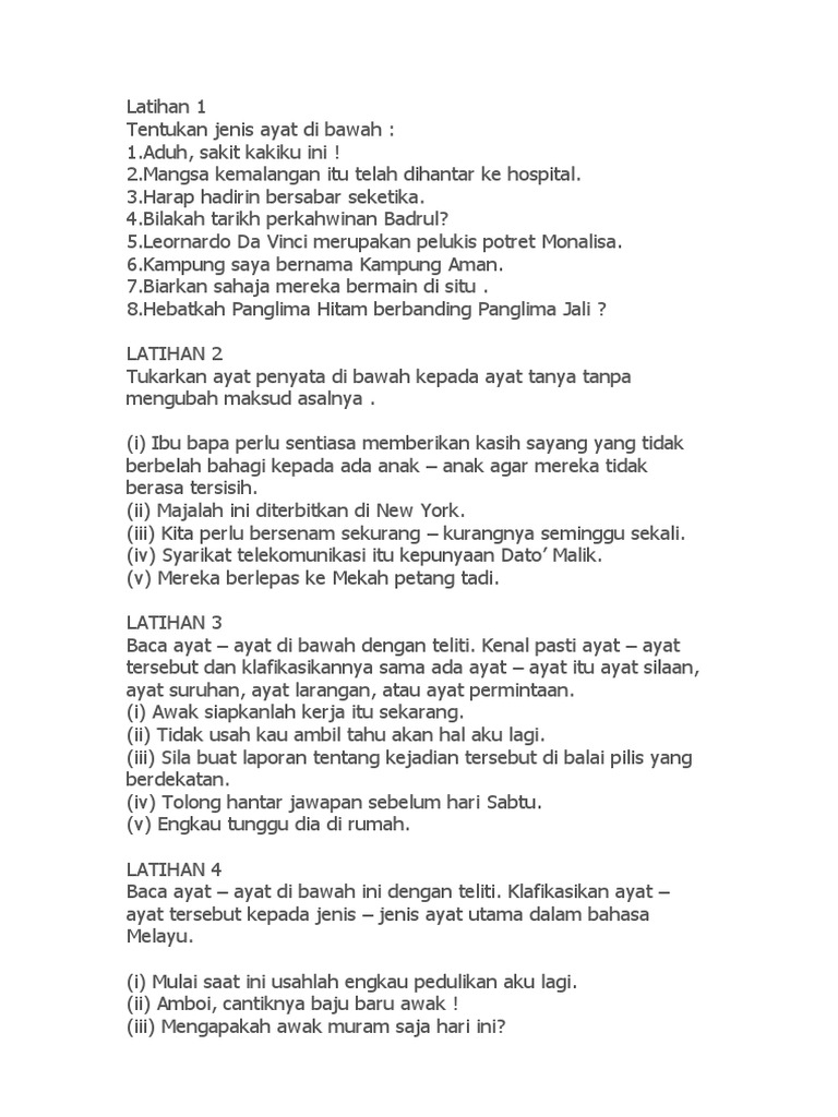 Jenis Ayat Latihan Pdf