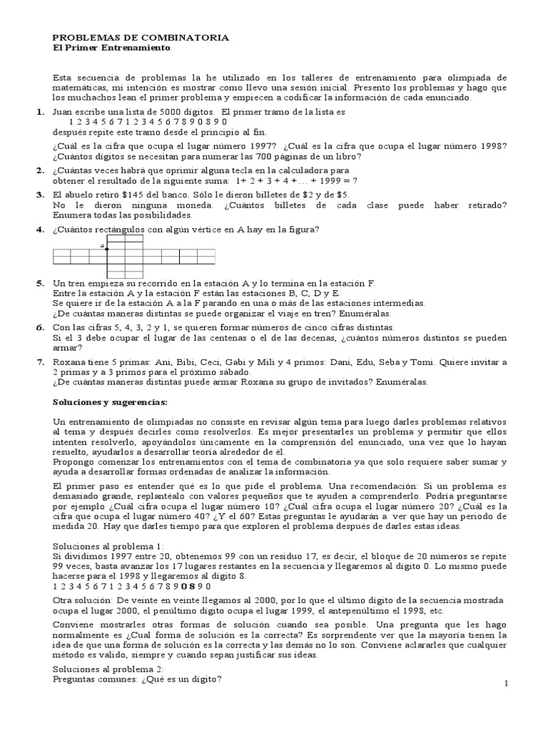 Problemas de Combinatoria para Sexto Grado | PDF | Rectángulo ...