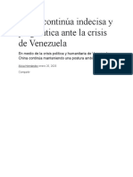 China Continua Indecisa Por La Crisis en Venezuela