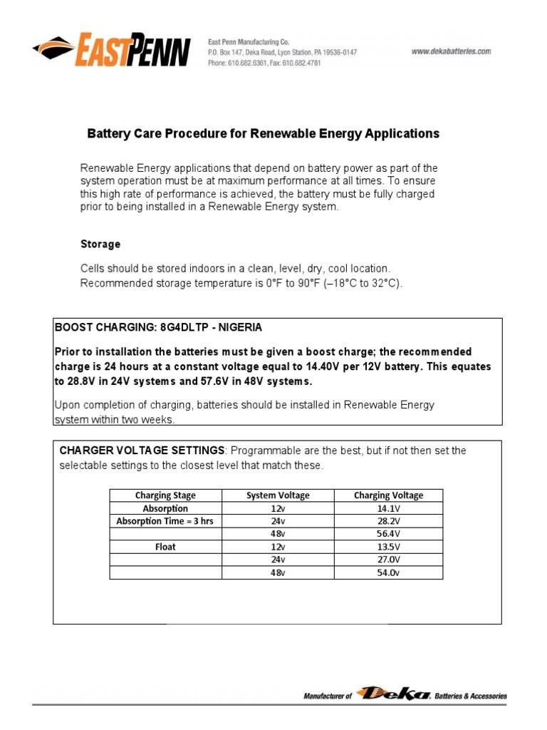 Deka Battery Start Up Procedure V2 PDF Battery Charger Electricity