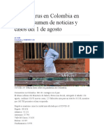 Coronavirus en Colombia en Vivo: Resumen de Noticias y Casos Del 1 de Agosto