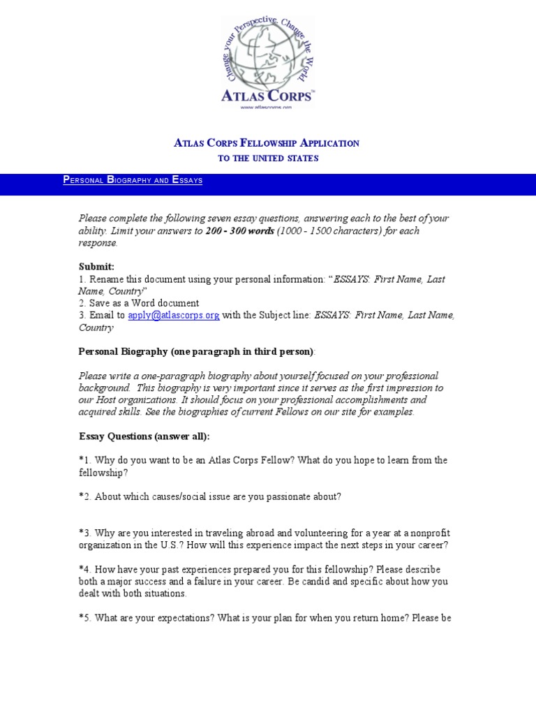 Atlas Corps Fellowship Application Guide | PDF | Sports & Recreation ...