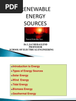 Renewable Energy Sources: Dr. I. Jacob Raglend Professor School of Electrical Engineering