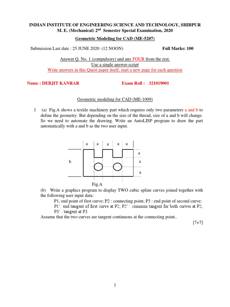 CAD Geometric Modeling Exam Paper | PDF | Computer Aided Design | Databases