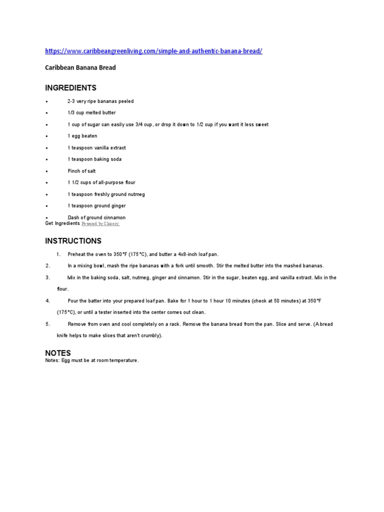 Banana Bread Recipe | PDF | Baking | Flour