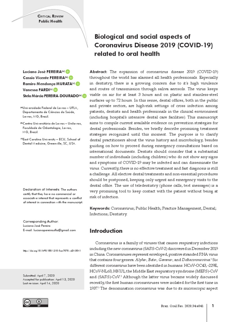 COVID-19 Impact on Oral Health Practices | PDF | Virus | Interferon