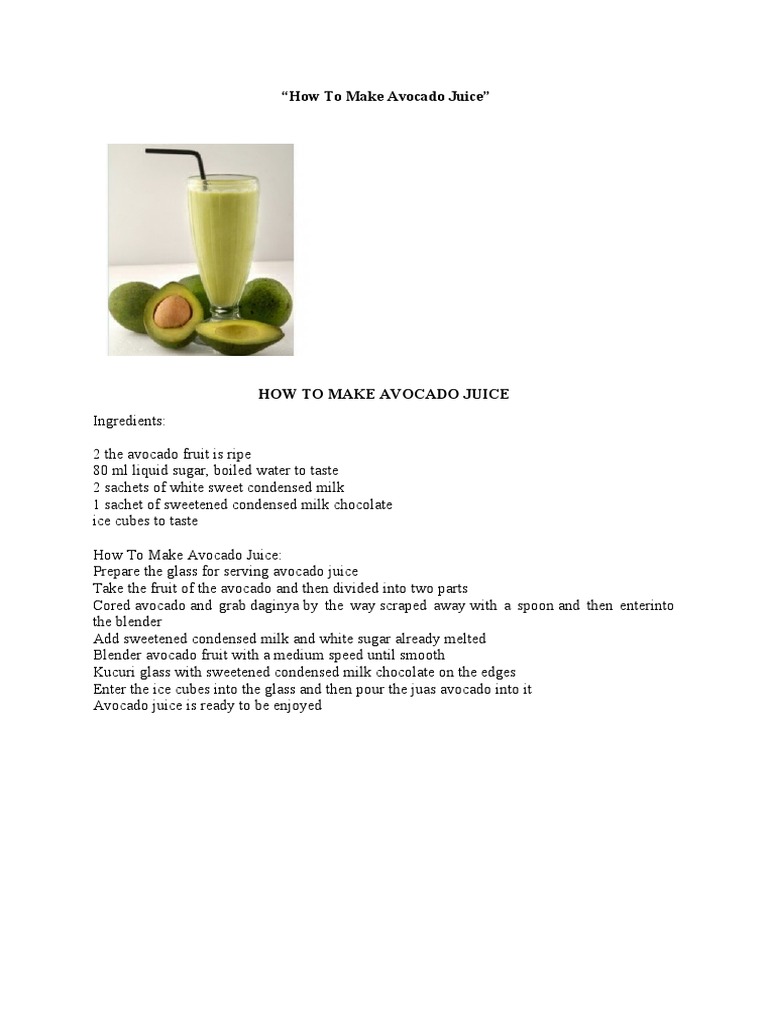 How To Make Avocado Juice Docx