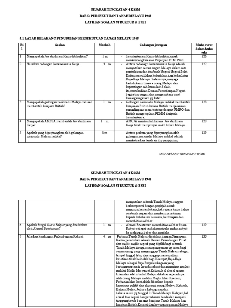 Sej T4 Kssm Latihan Bab 5 Pdf