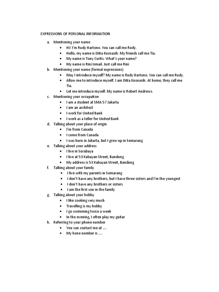 Expressions of Personal Information | PDF