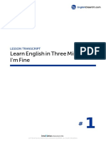 Learn English in Three Minutes #1 I'm Fine: Lesson Transcript