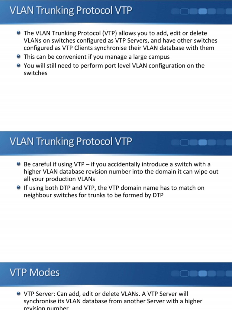 21-10 VTP VLAN Trunking Protocol | PDF | Internet Standards | Ip Address