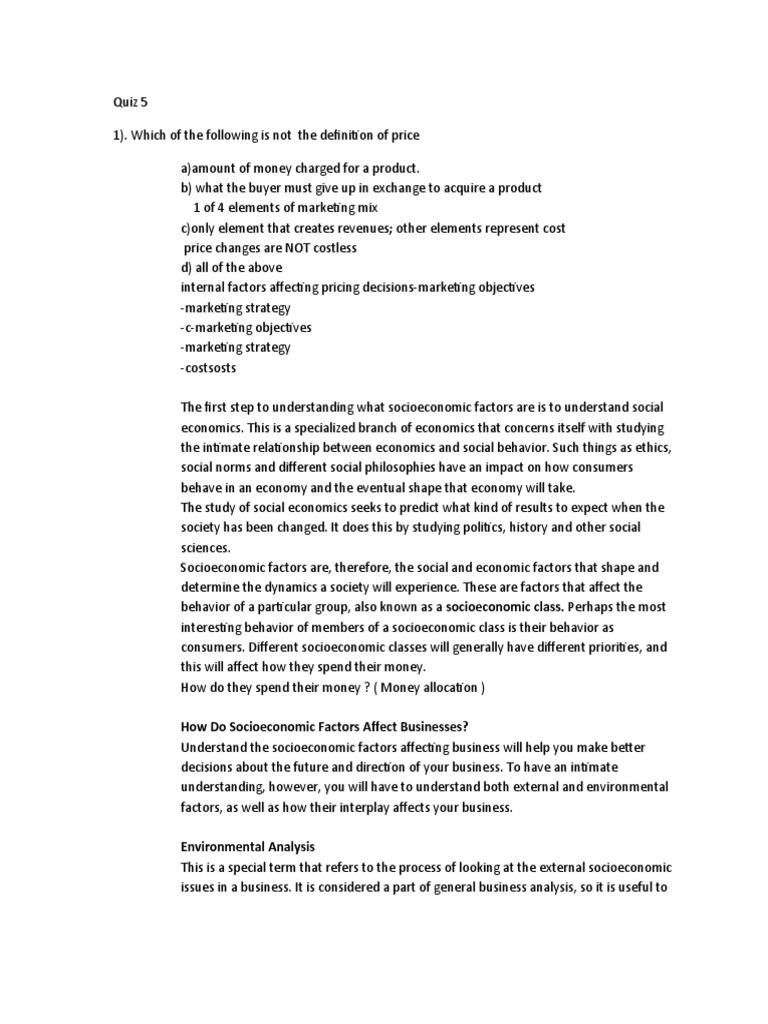 Appecon Quiz 5 PDF Socioeconomic Status Economics