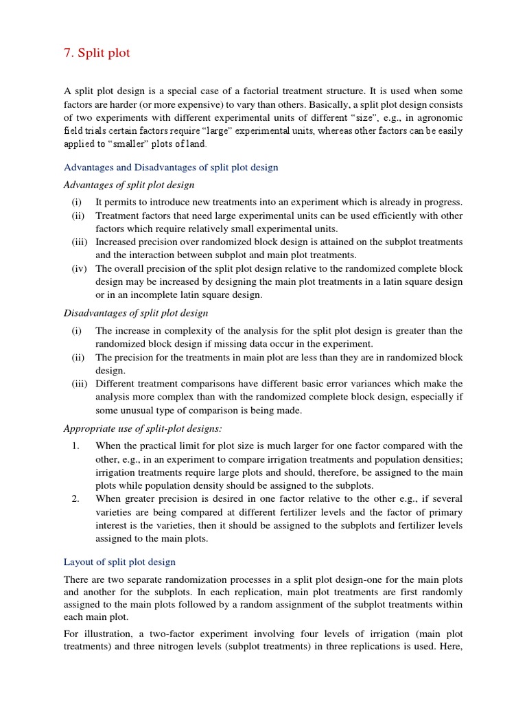 Split Plot Design in Experimental Research | PDF | Experiment ...