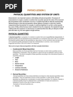 Physical Quantities and System of Units: Physics Lesson 1