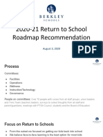 2020-21 Return To School Roadmap Recommendation: August 3, 2020